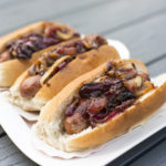 hotdogs with sticky onions recipe