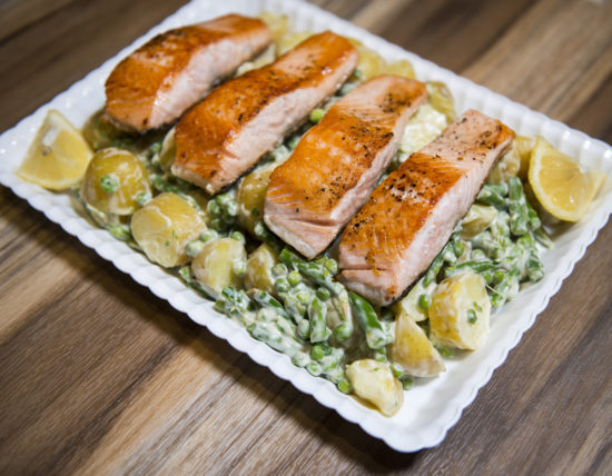 salmon salad asparagus pea potato recipe Home Cooking with Julie Neville23