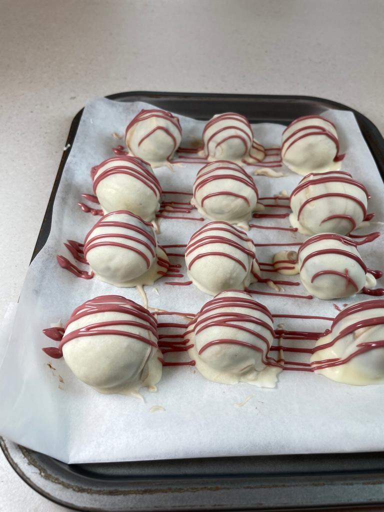 Dark chocolate truffles coated in white chocolate recipe by home cooking with julie neville1