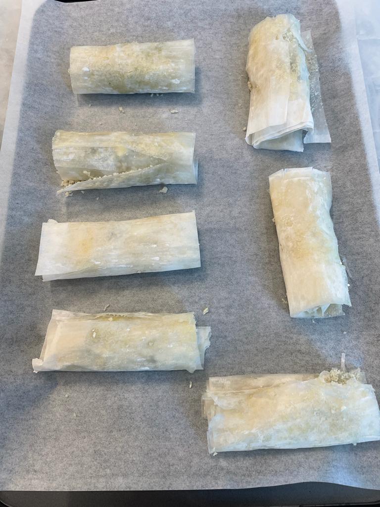spinach feta and pinenut spring rolls recipe by home cooking with julie neville9