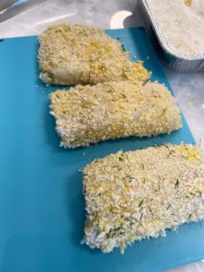 Crispy cod served with cheesy cauliflower mash recipe by home cooking with julie neville1