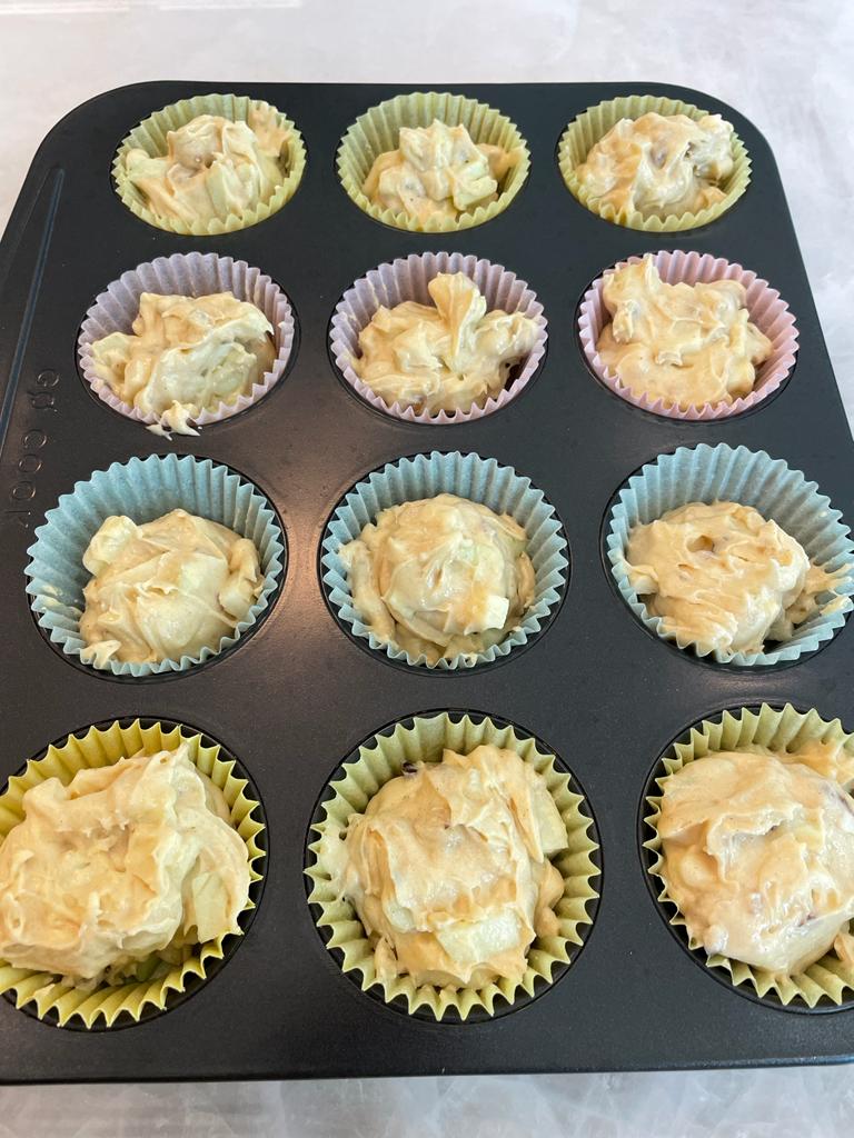 Apple and walnut breakfast muffins with cream cheese frosting1
