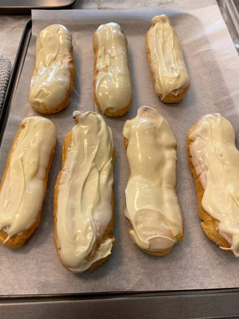 Raspberry white chocolate eclairs recipe by home cooking with julie neville0