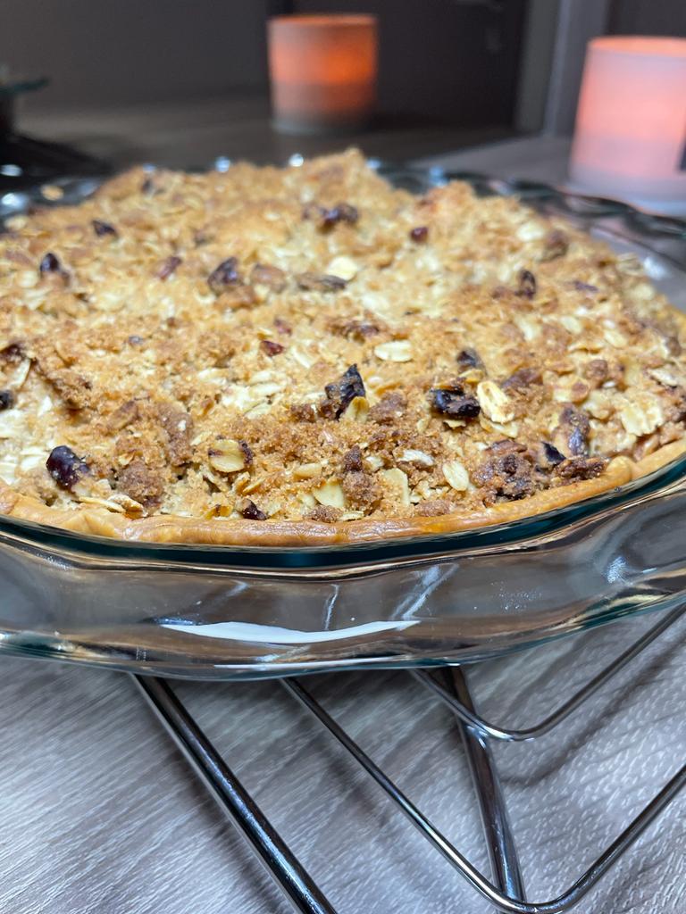 Apple, almond and pecan crumble pie JULIE NEVILLE