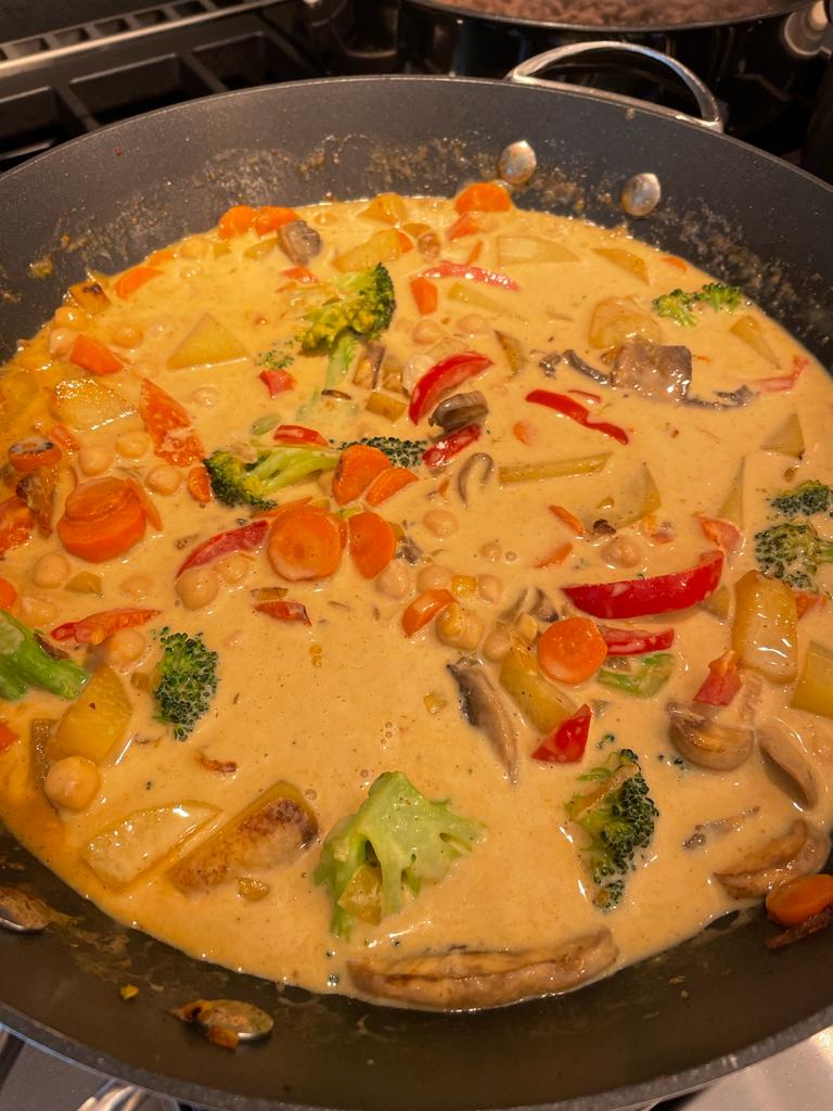 Mild vegan coconut curry recipe by home cooking with julie neville2