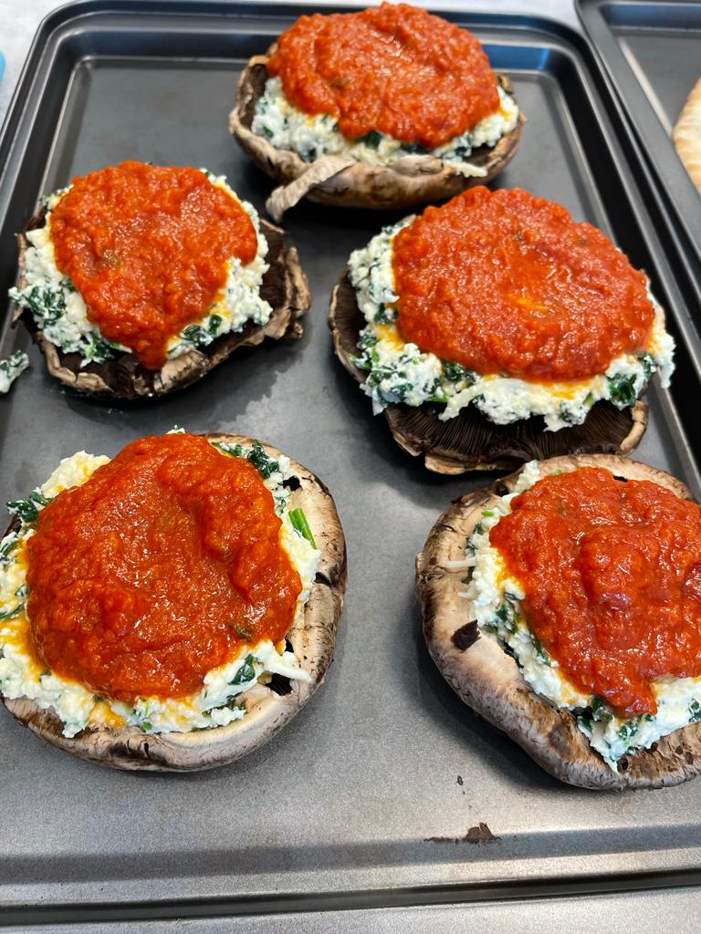 Cheese and spinach stuffed mushrooms recipe by home cooking with julie neville0