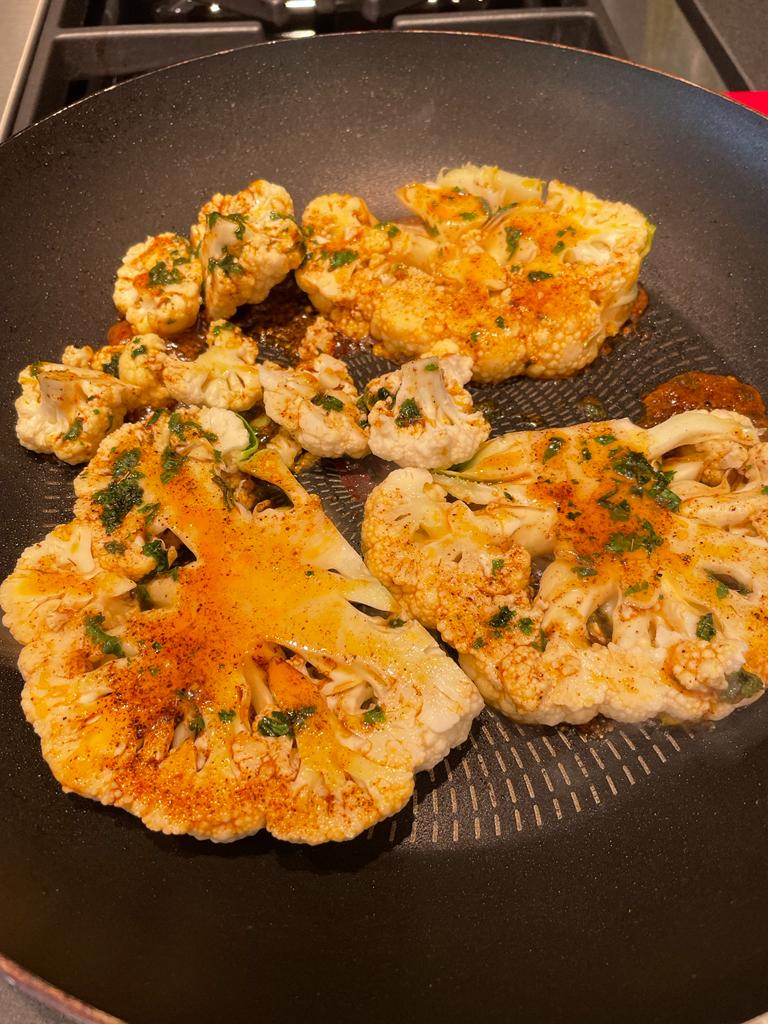 Chilli charred cauliflower steaks recipe by home cooking with julie neville2