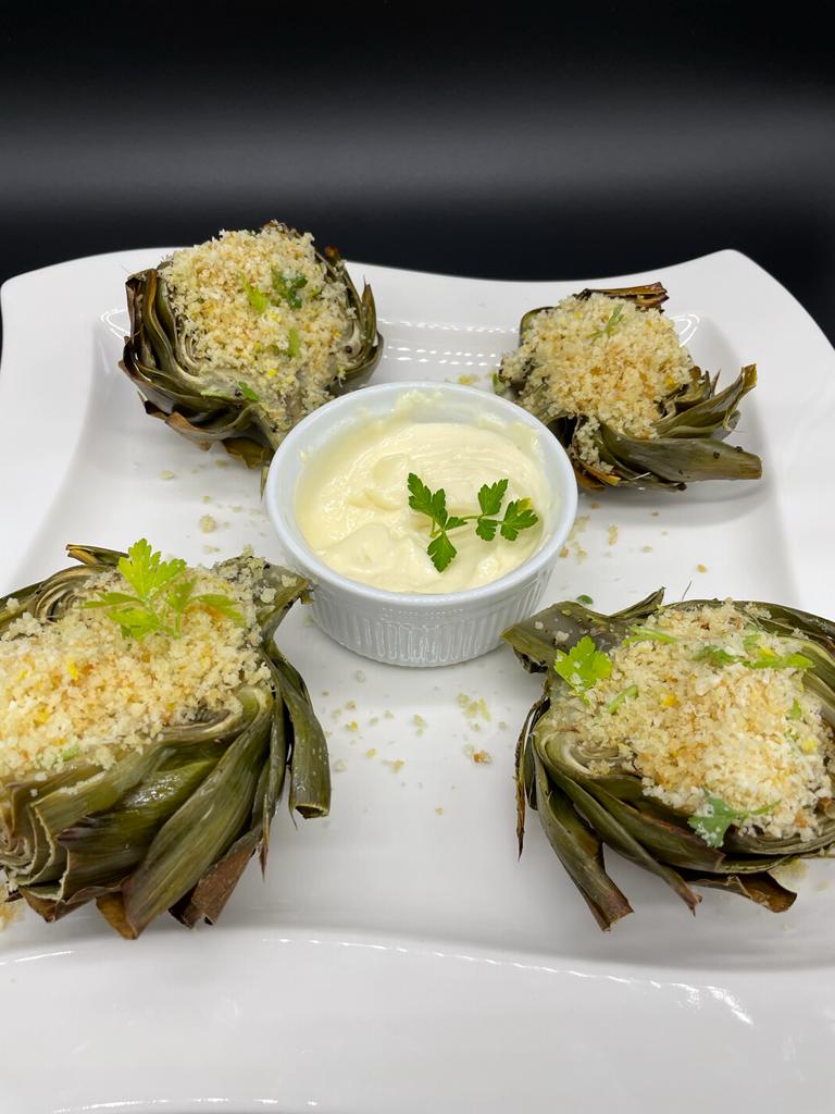 Roasted artichokes with Parmesan crisp recipe by home cooking with julie neville1