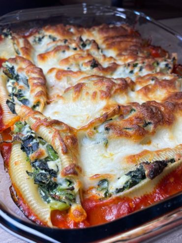 Spinach and feta stuffed shells recipe by home cooking with julie neville13