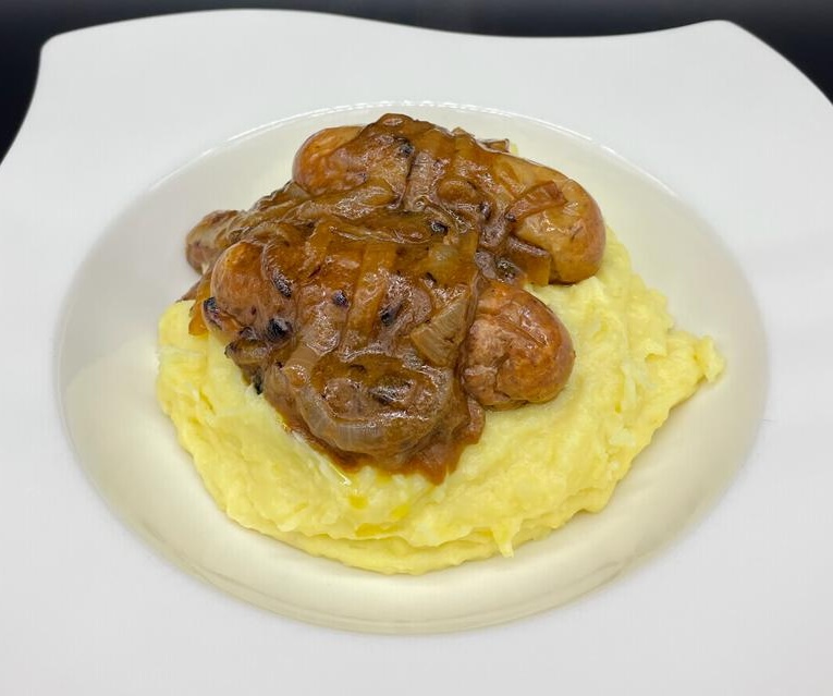 Cumberland Sausage and Mash with Onion Gravy